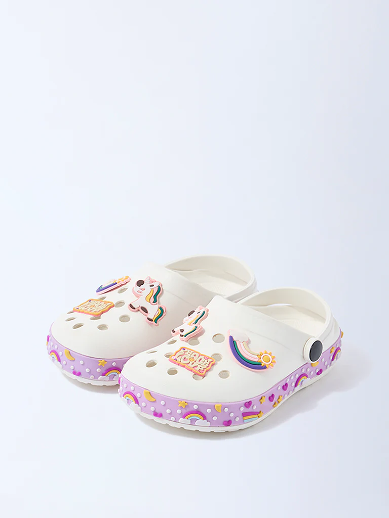 Yellow White Unicorn-Themed Clogs - Image 2