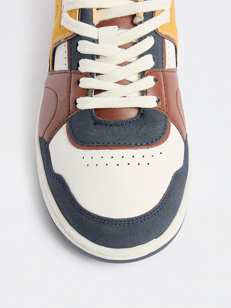 Yellow Yellow Colour-Block Lace-Up Sneakers - Image 3