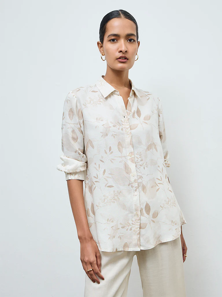 Zuba Beige Botanical Design Tunic