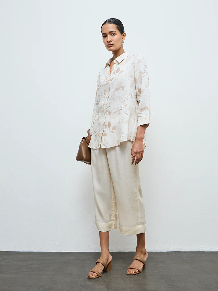 Zuba Beige Botanical Design Tunic - Image 2