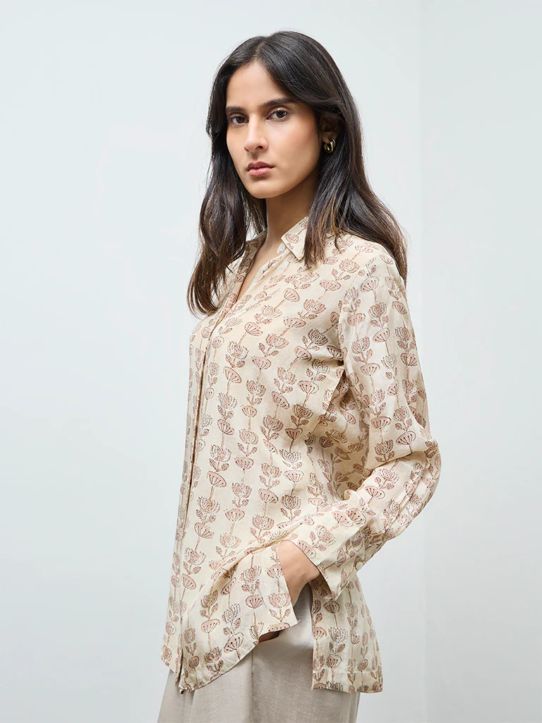Zuba Beige Floral Tunic - Image 2