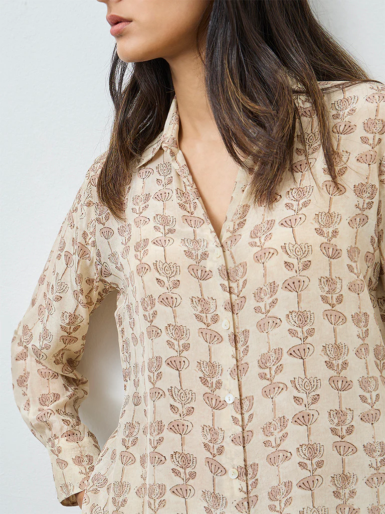 Zuba Beige Floral Tunic - Image 3