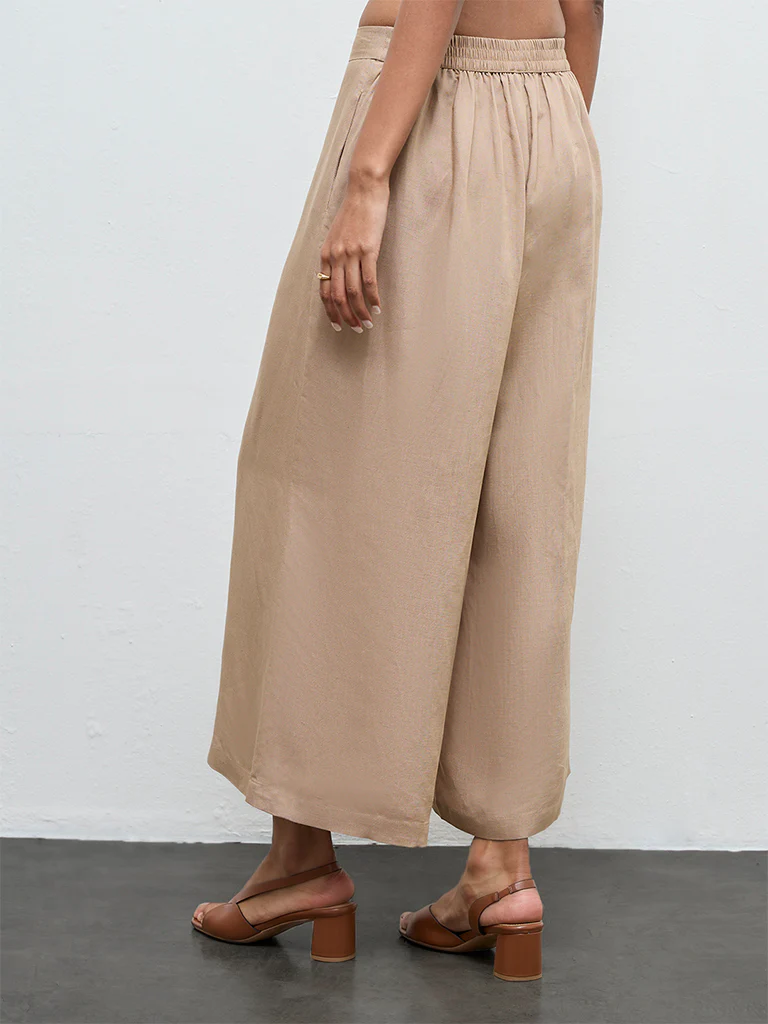 Zuba Beige Solid Palazzos - Image 4