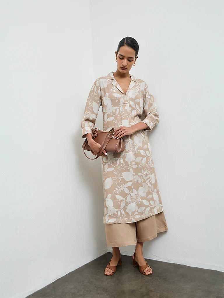 Zuba Beige Solid Palazzos - Image 2