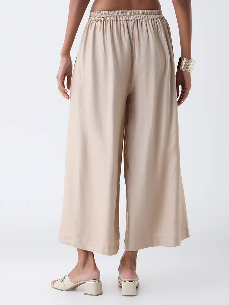 Zuba Beige Solid Pants - Image 4