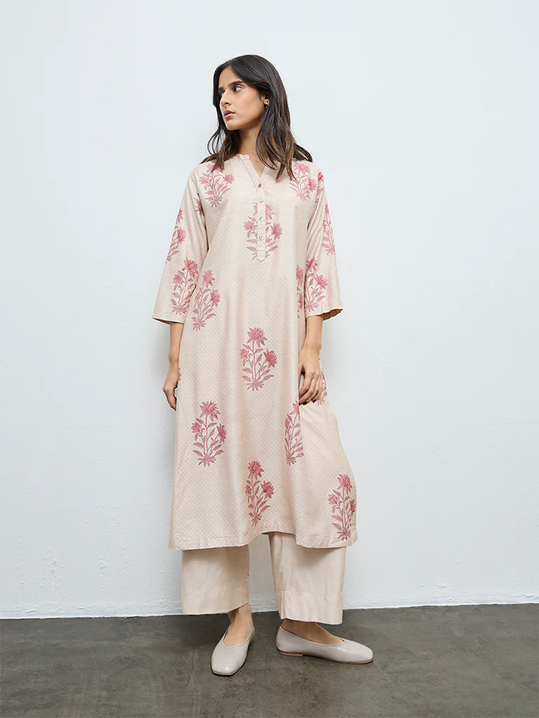 Zuba Beige Solid Pants - Image 2
