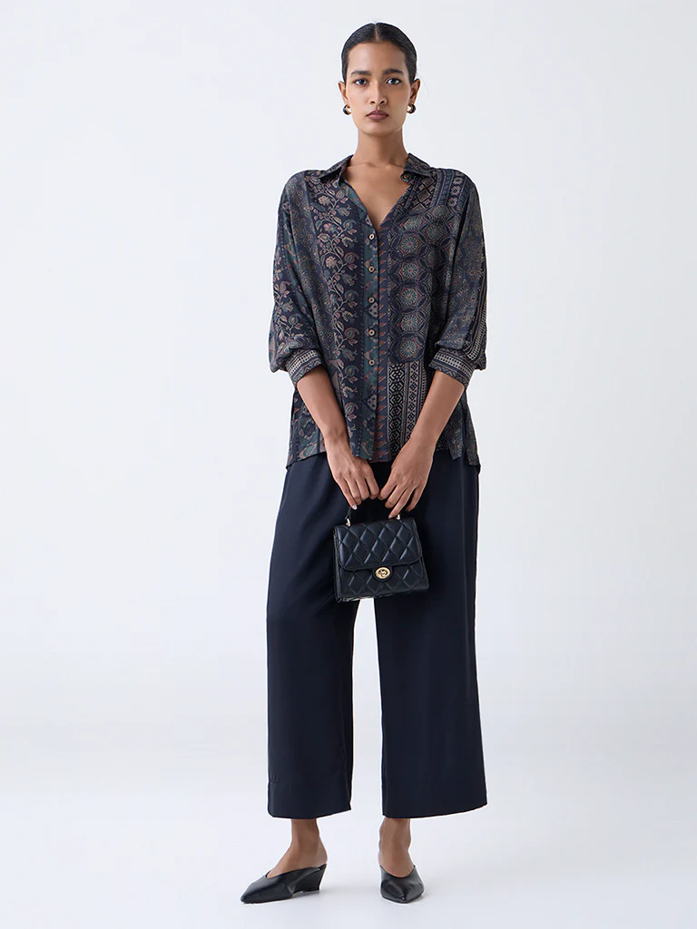 Zuba Black Bagru Pattern Tunic - Image 2