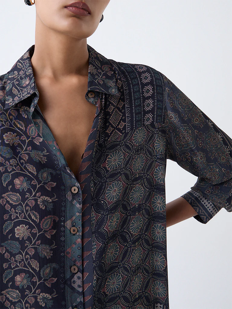 Zuba Black Bagru Pattern Tunic - Image 3