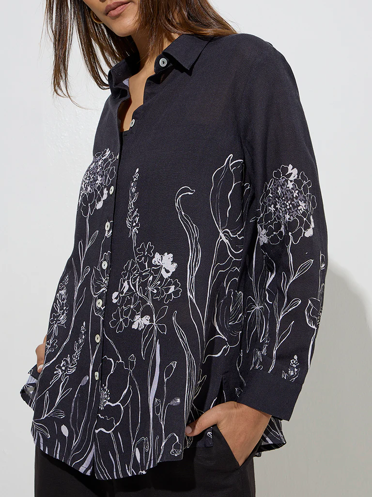 Zuba Black Floral Design Tunic - Image 3