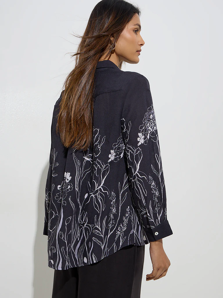 Zuba Black Floral Design Tunic - Image 4