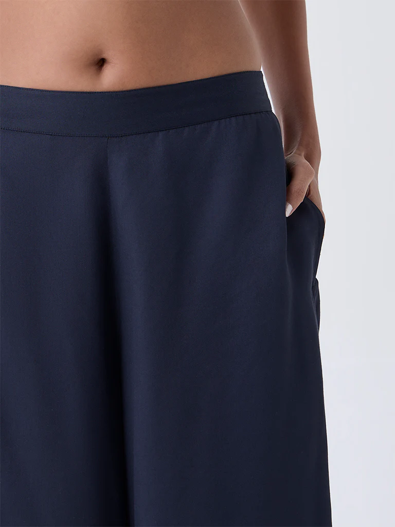 Zuba Black Solid Palazzos - Image 3