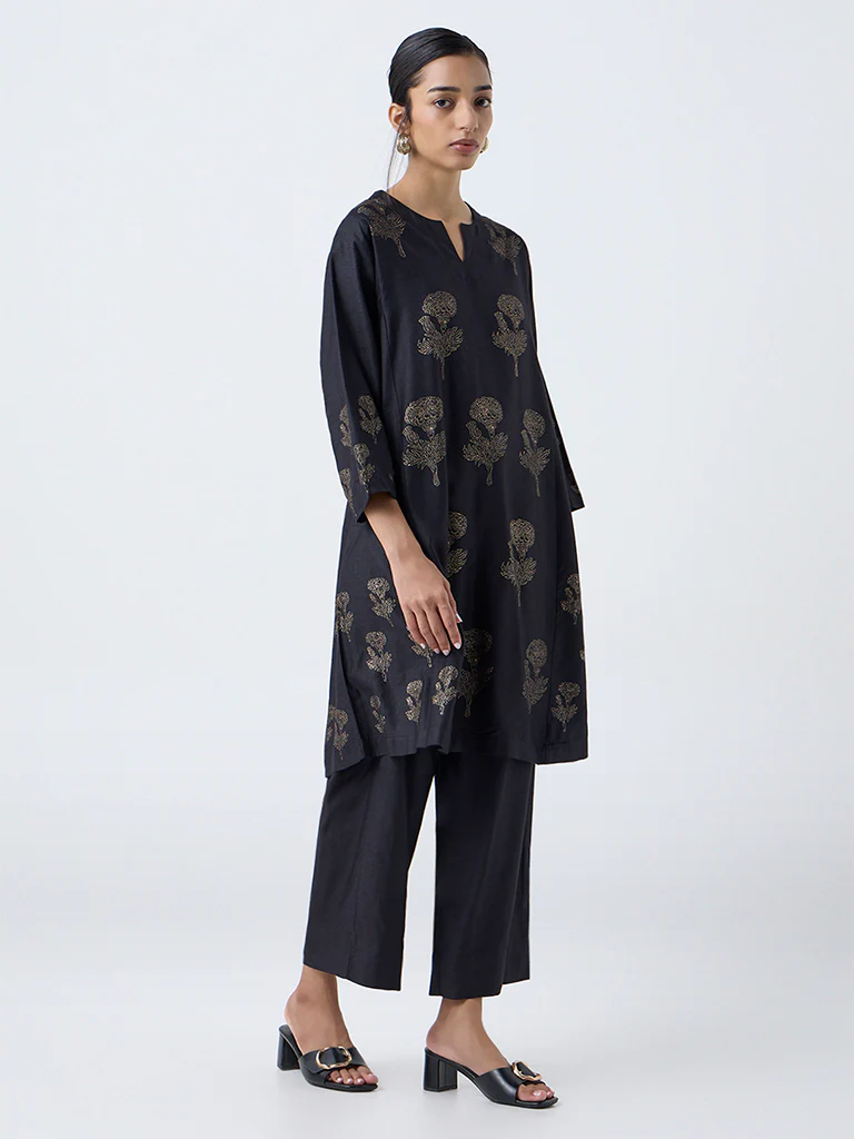 Zuba Black Solid Pants - Image 2