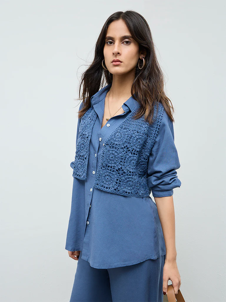 Zuba Blue Crochet Top - Image 2
