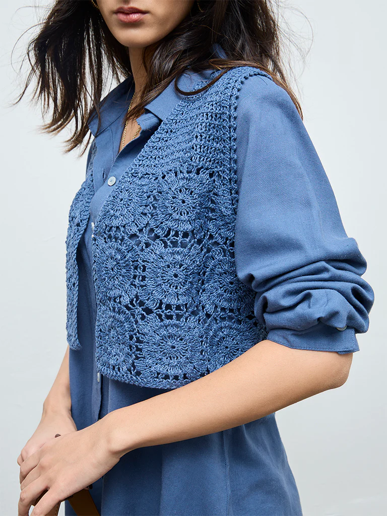 Zuba Blue Crochet Top - Image 3