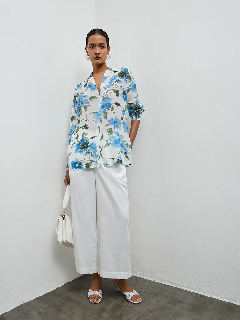 Zuba Blue Floral Printed Tunic - Image 2