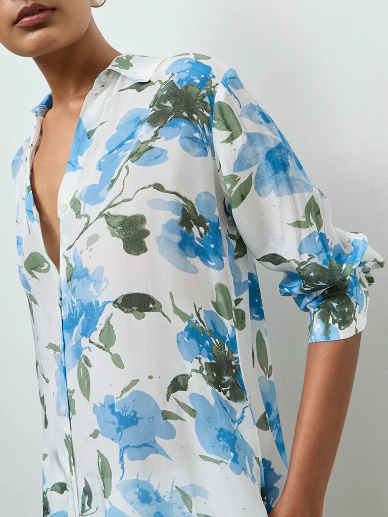 Zuba Blue Floral Printed Tunic - Image 3