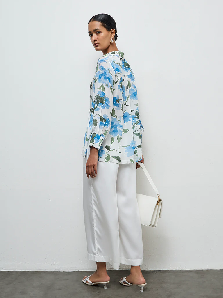 Zuba Blue Floral Printed Tunic - Image 4