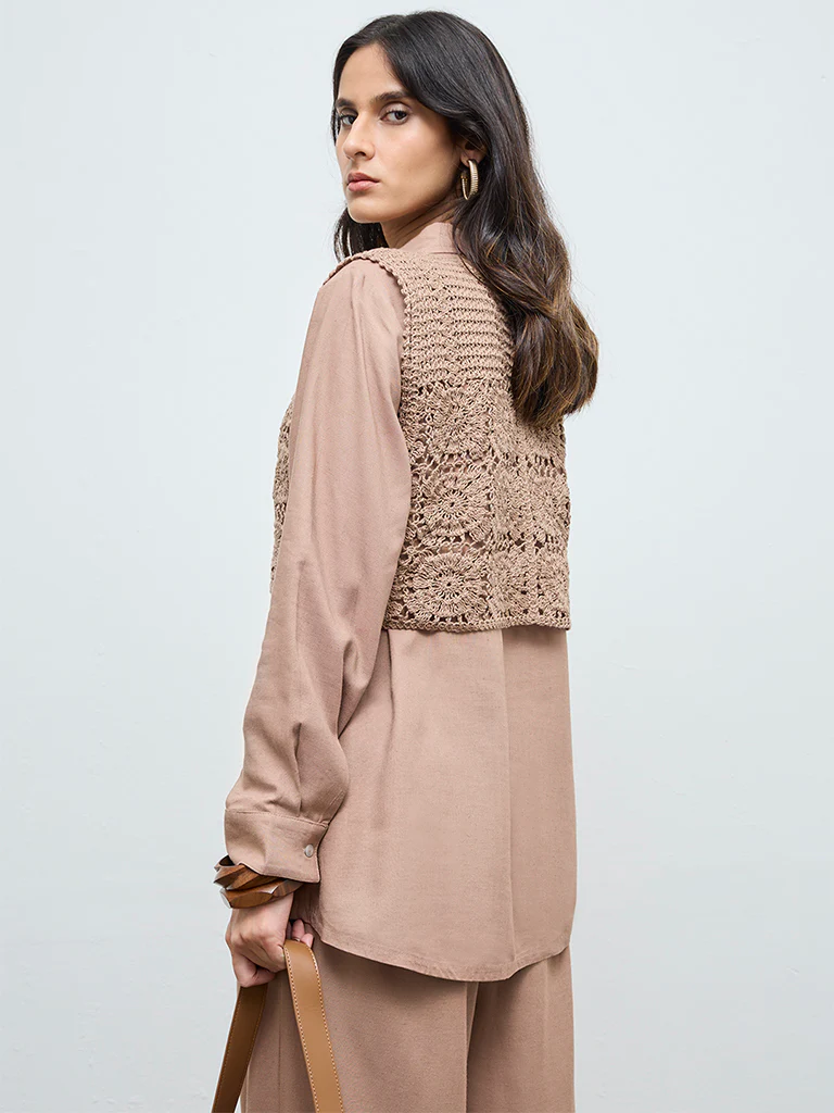 Zuba Brown Crochet Top - Image 4