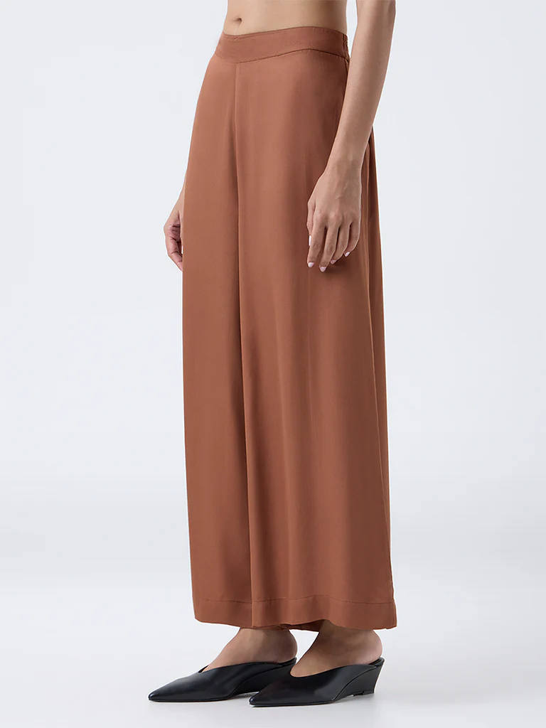 Zuba Brown Solid Palazzos