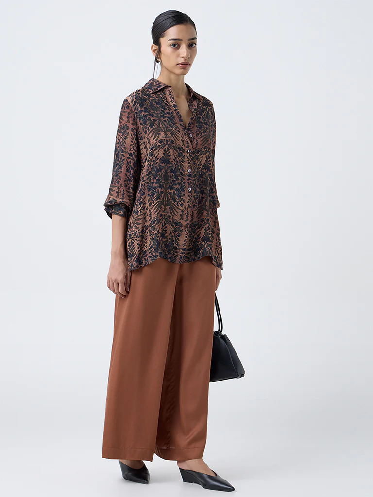 Zuba Brown Solid Palazzos - Image 2