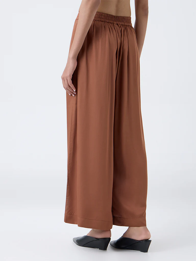 Zuba Brown Solid Palazzos - Image 4