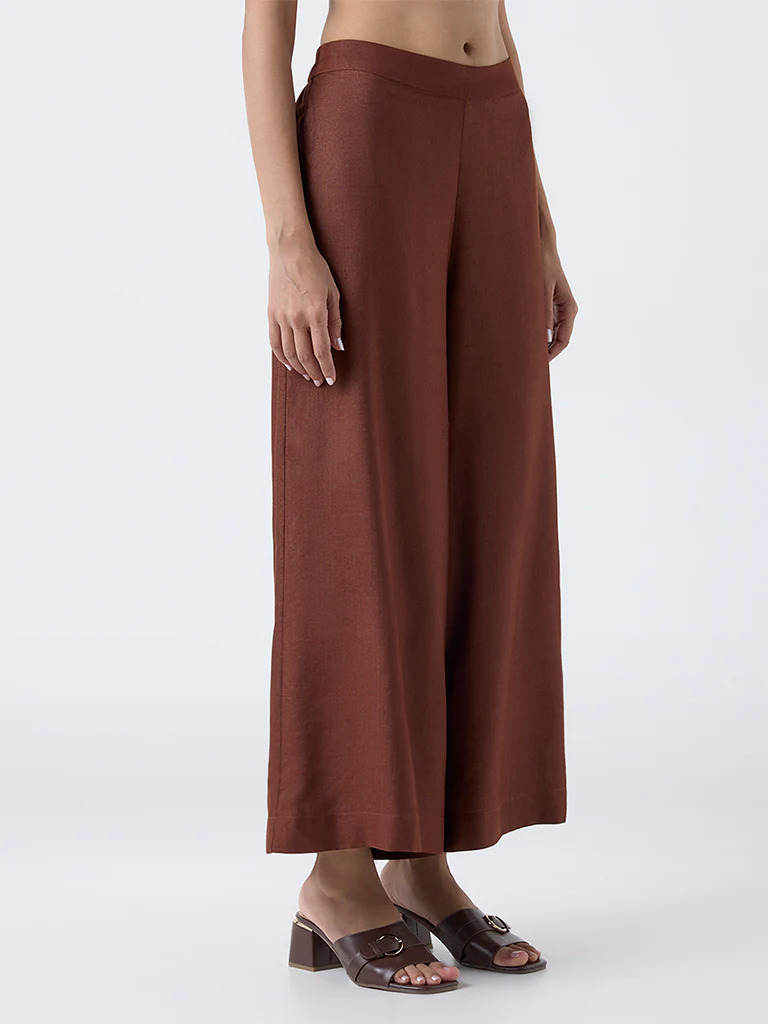 Zuba Brown Solid Palazzos