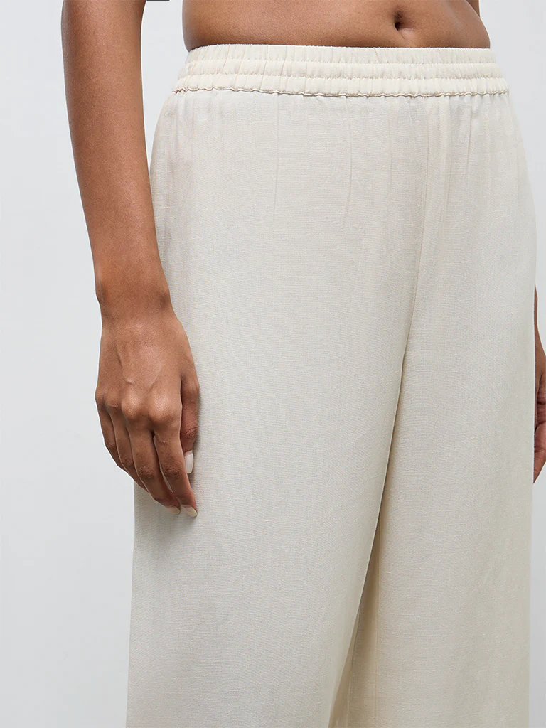 Zuba Cream Solid Pants - Image 3