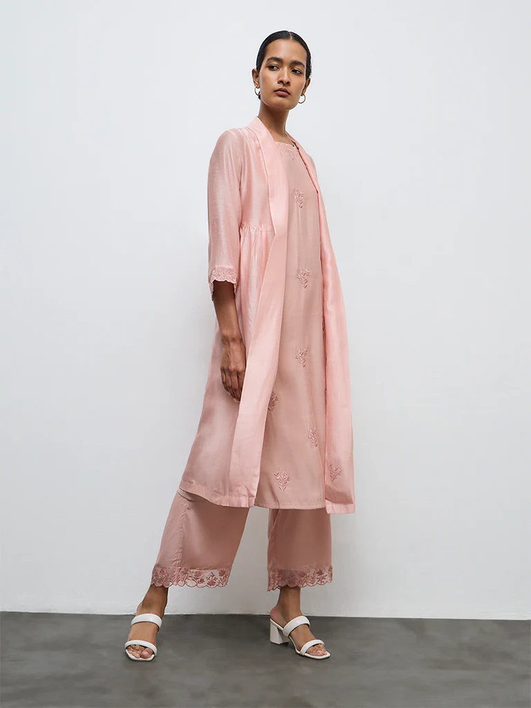 Zuba Dusty Pink Embroidered Pants - Image 2