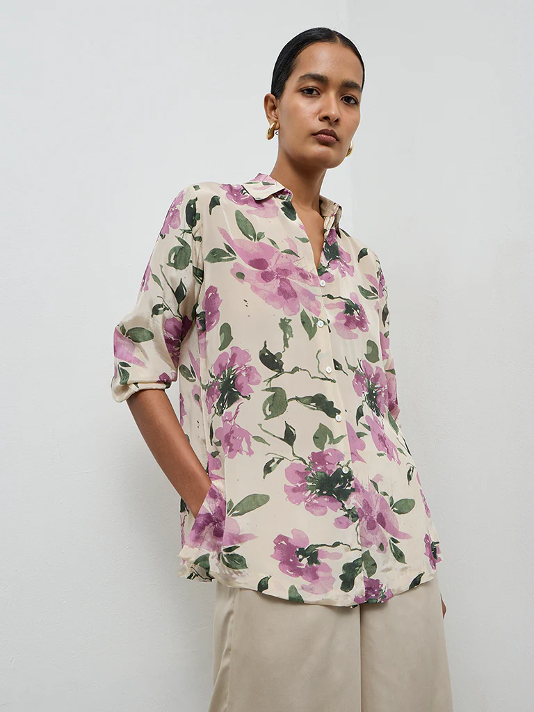 Zuba Dusty Pink Floral Design Tunic