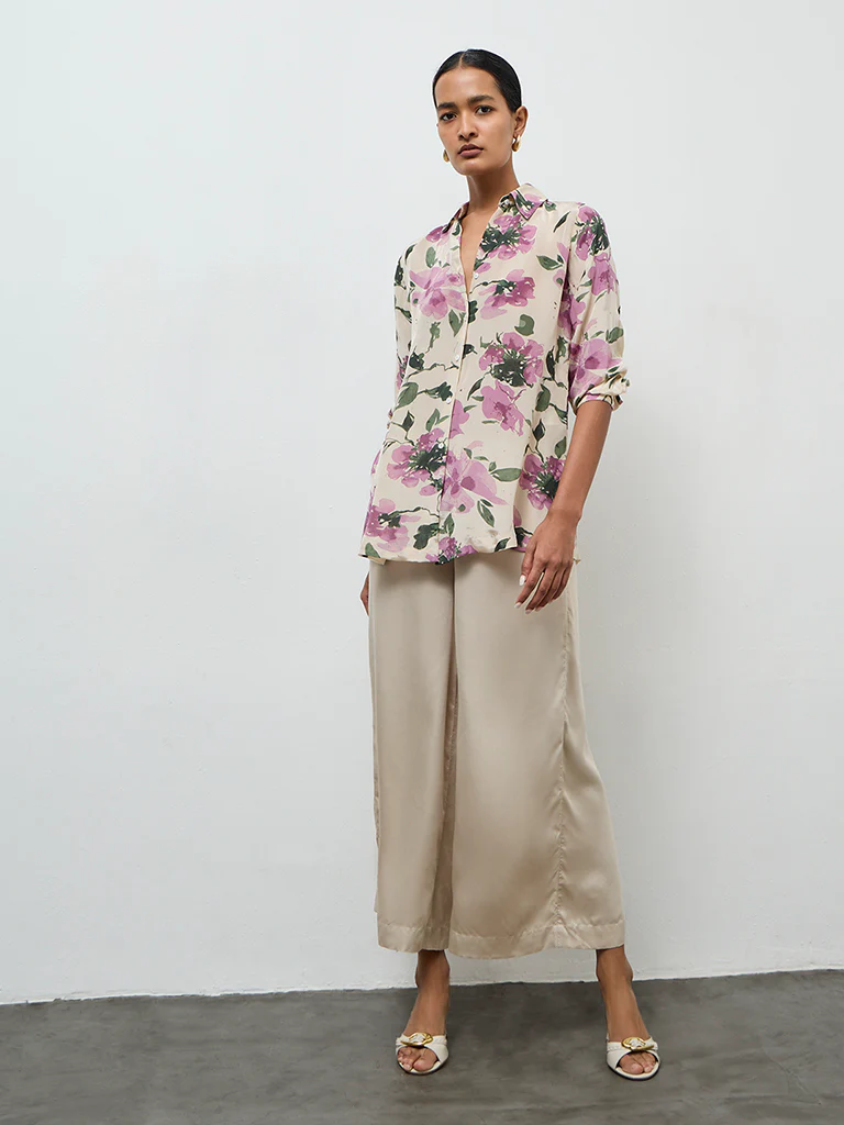 Zuba Dusty Pink Floral Design Tunic - Image 2
