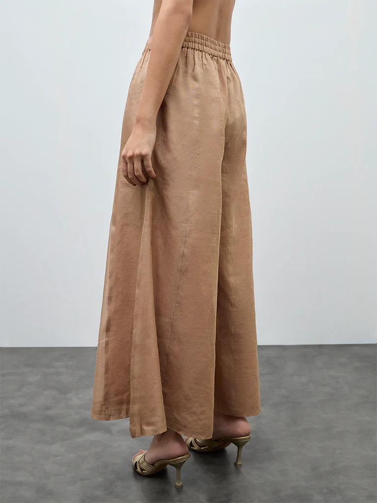 Zuba Dusty Pink Metallic Palazzos - Image 4