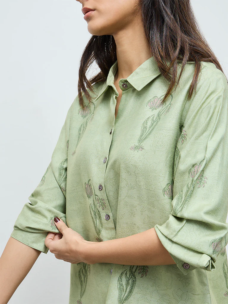 Zuba Green Floral Tunic - Image 3