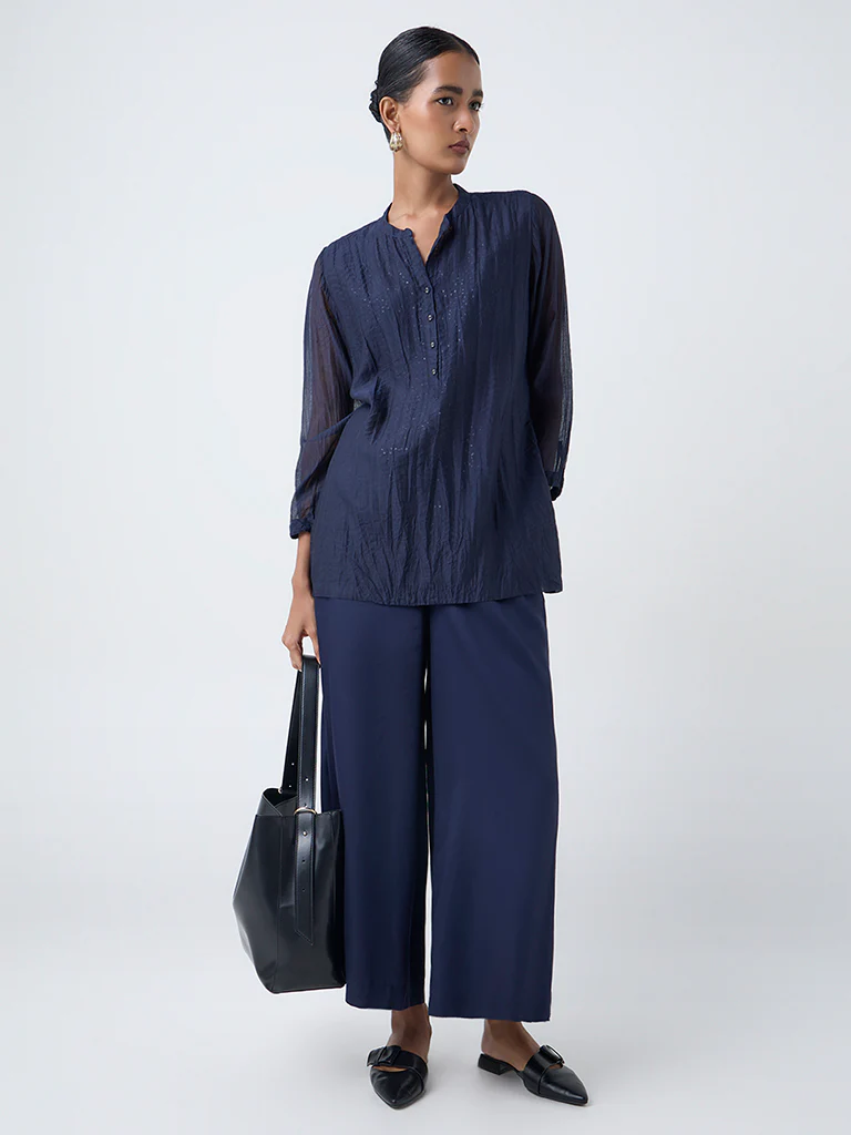 Zuba Indigo Solid Palazzos - Image 2