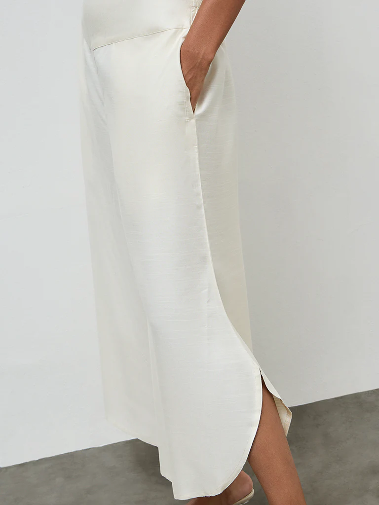 Zuba Ivory Solid Ethnic Pants - Image 3