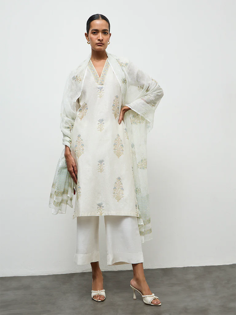 Zuba Ivory Solid Pants - Image 2