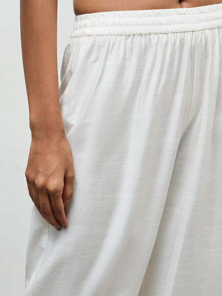Zuba Ivory Solid Pants - Image 3