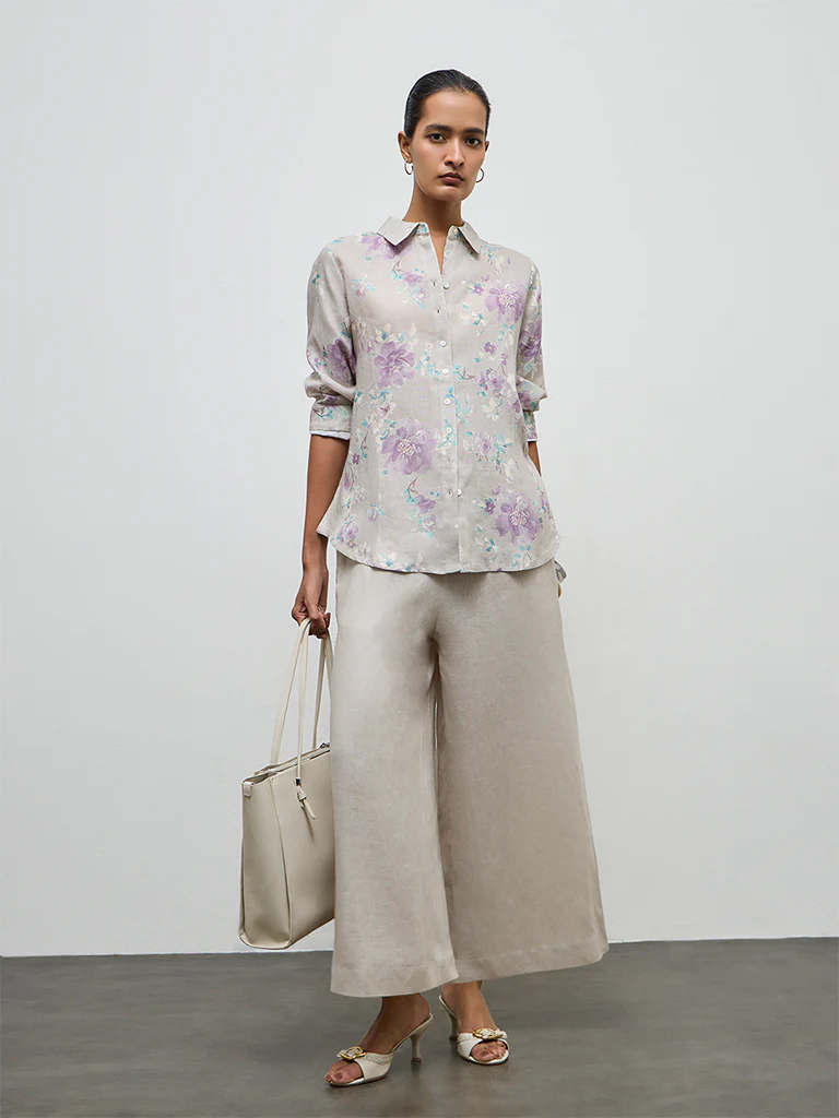 Zuba Light Beige Linen Pants - Image 2