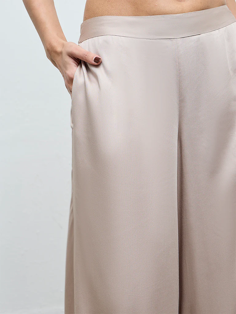 Zuba Light Beige Palazzos - Image 3