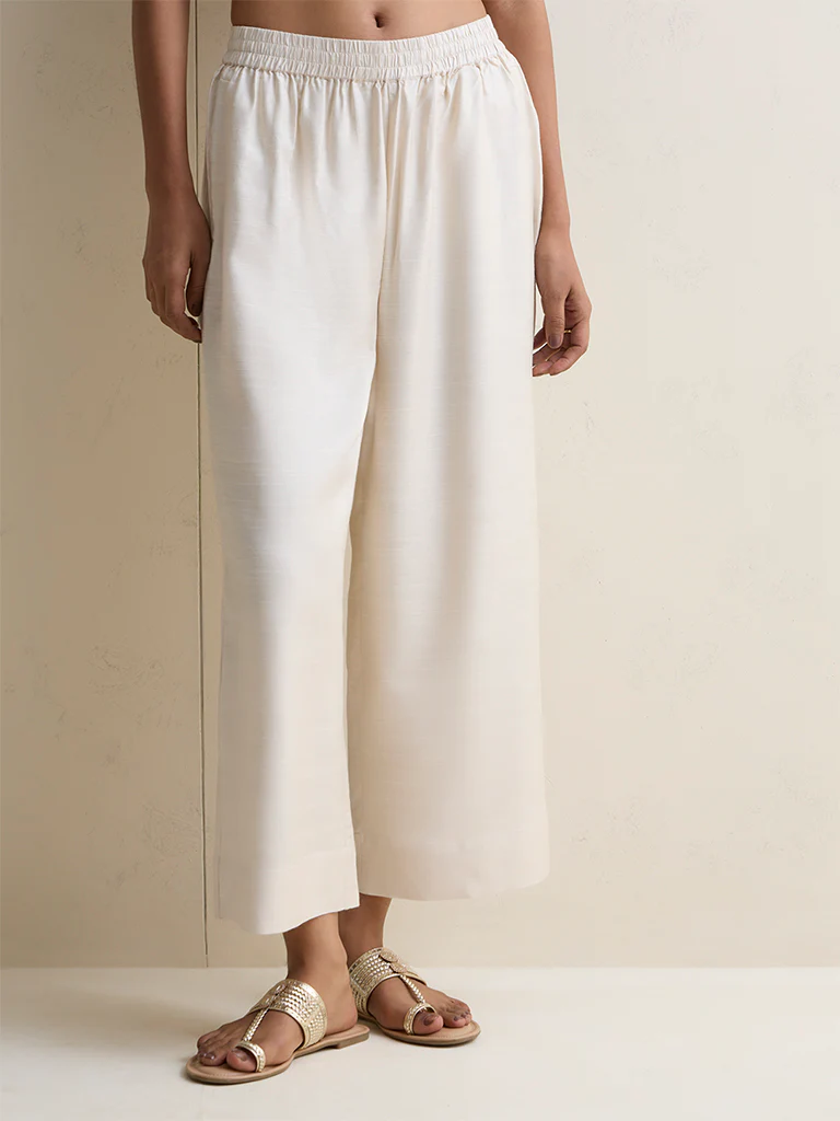 Zuba Light Beige Solid Pants