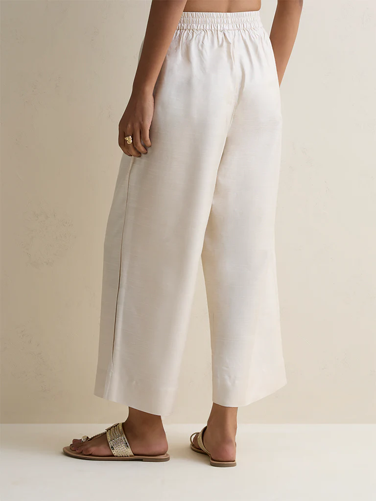 Zuba Light Beige Solid Pants - Image 4