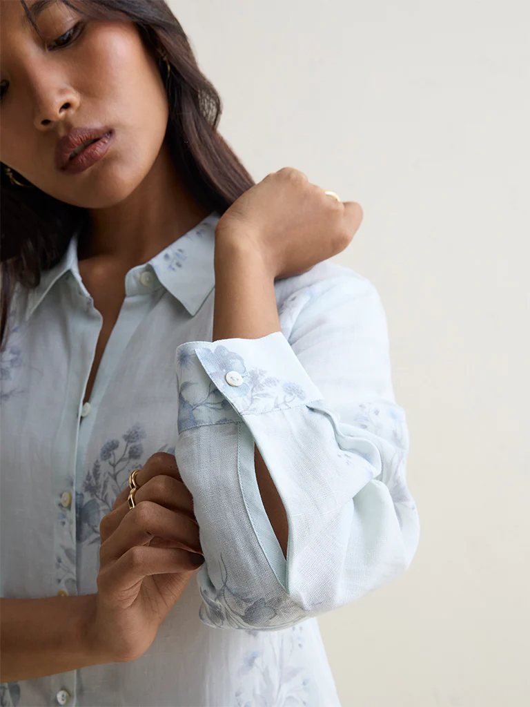 Zuba Light Blue Floral Printed Tunic - Image 3