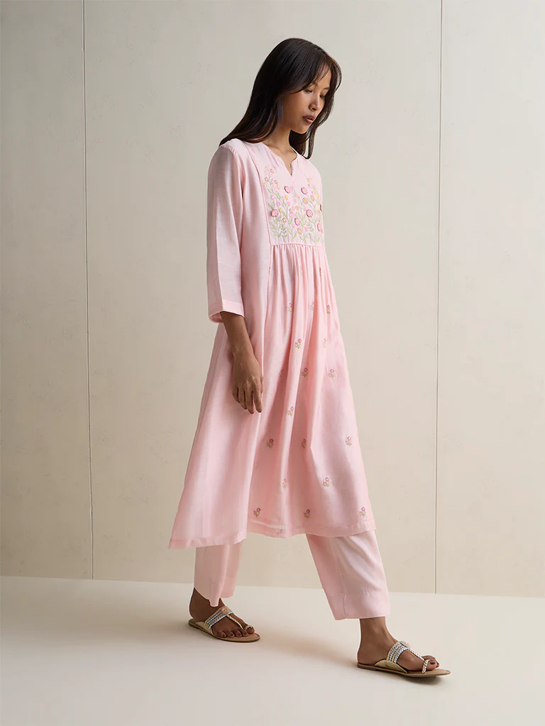 Zuba Light Pink Solid Pants - Image 2