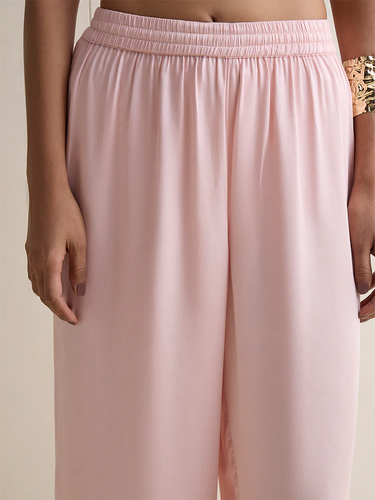 Zuba Light Pink Solid Pants - Image 3