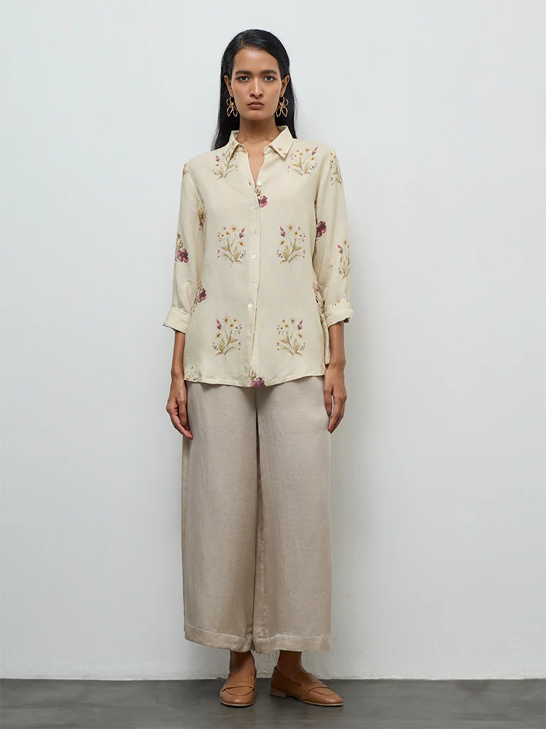 Zuba Light Yellow Floral Printed Tunic - Image 2
