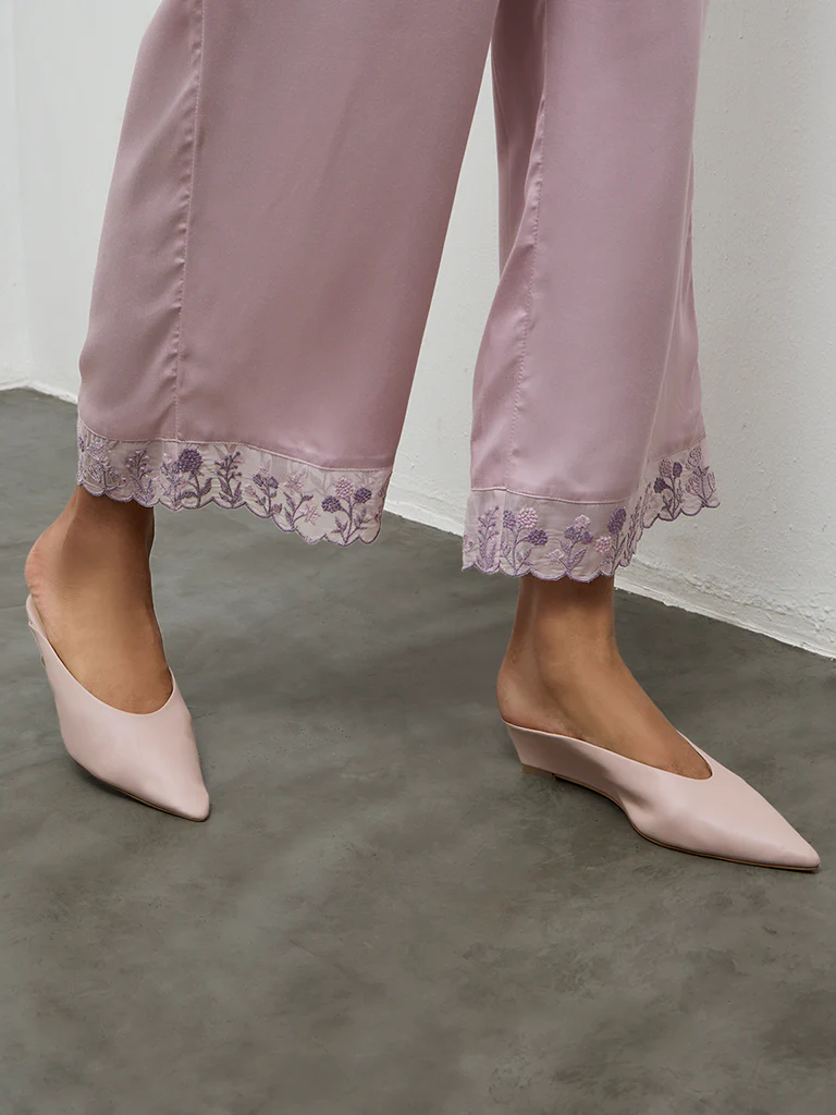Zuba Lilac Floral Lace Design Ethnic Pants - Image 3