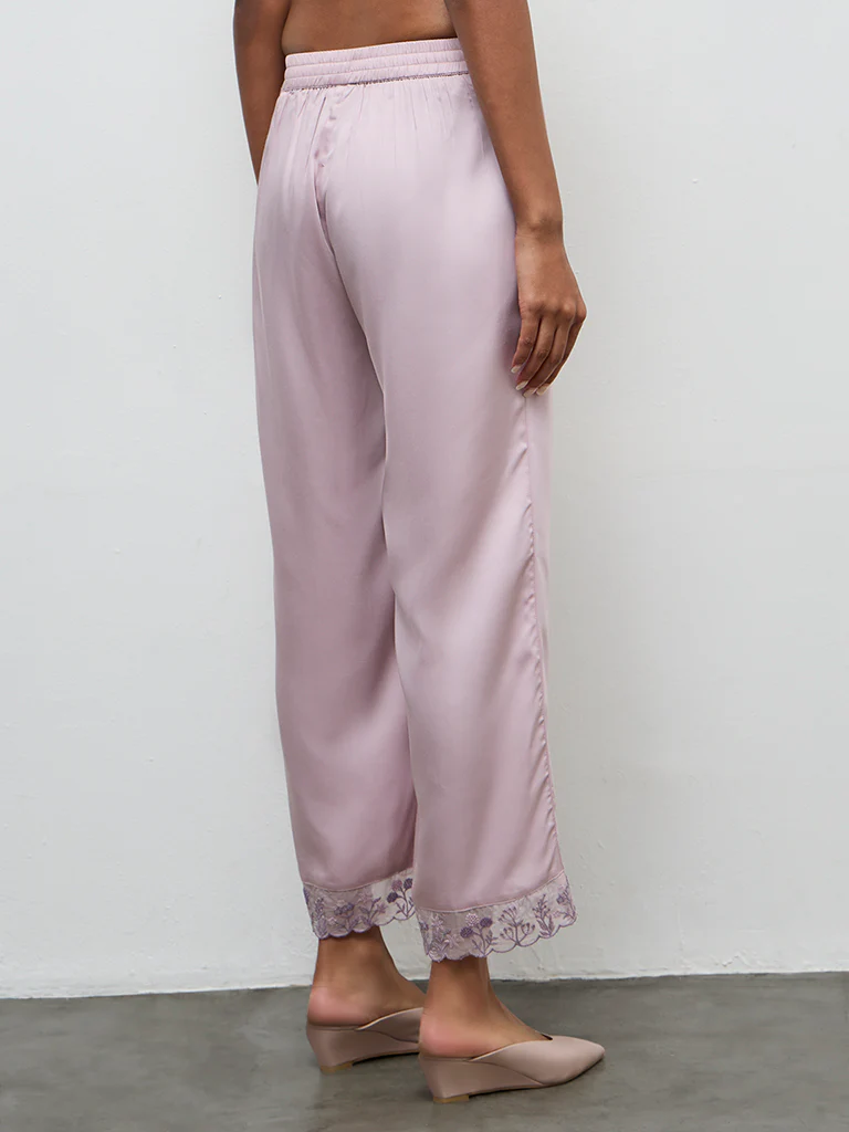 Zuba Lilac Floral Lace Design Ethnic Pants - Image 4