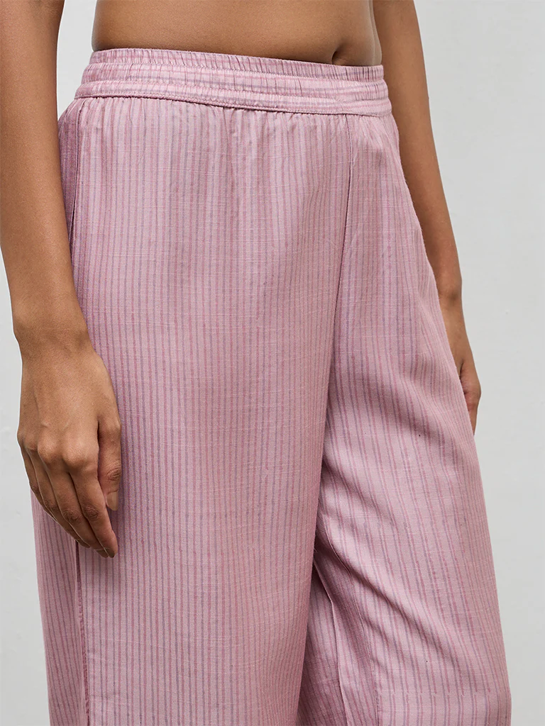 Zuba Lilac Stripe Printed Pants - Image 2