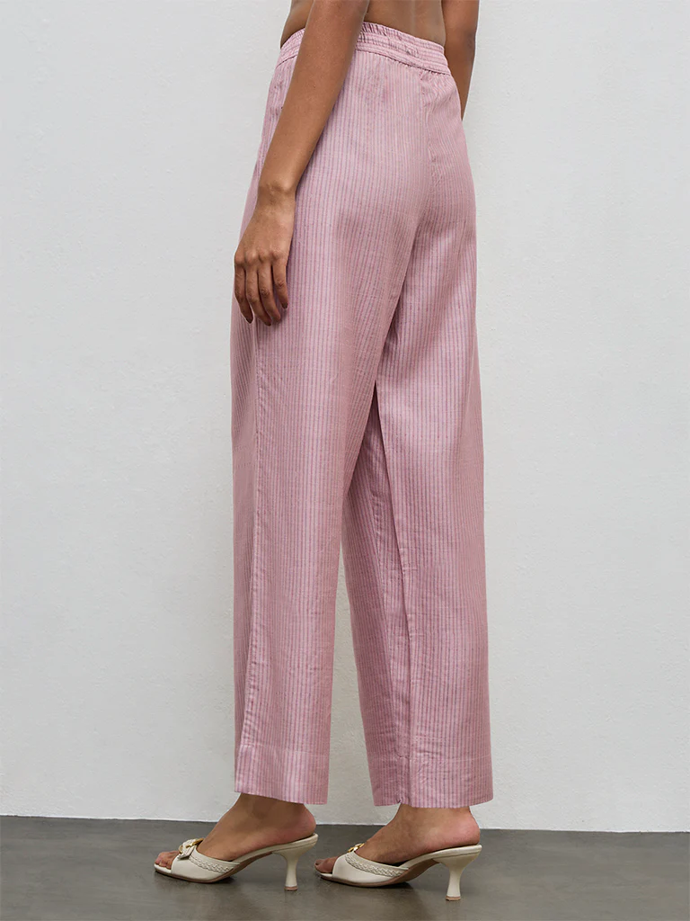 Zuba Lilac Stripe Printed Pants - Image 4