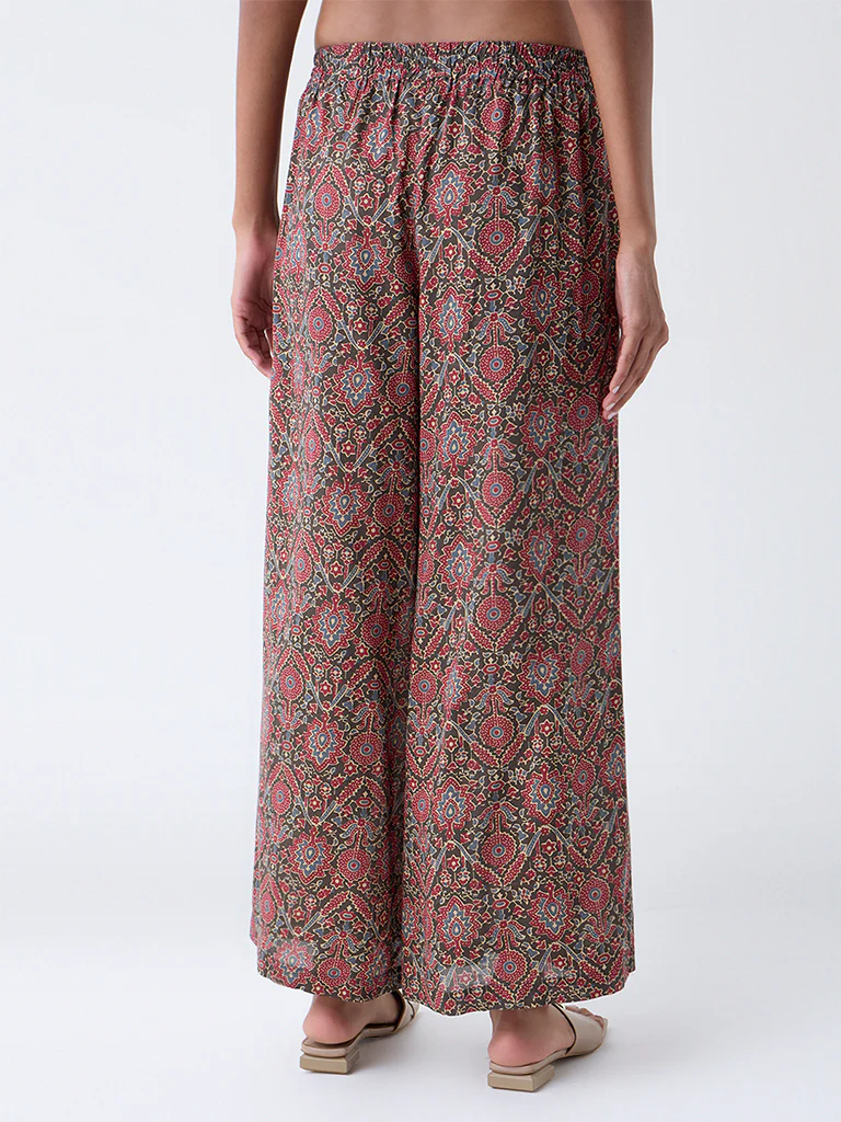 Zuba Maroon Ajrakh Printed Palazzos - Image 4