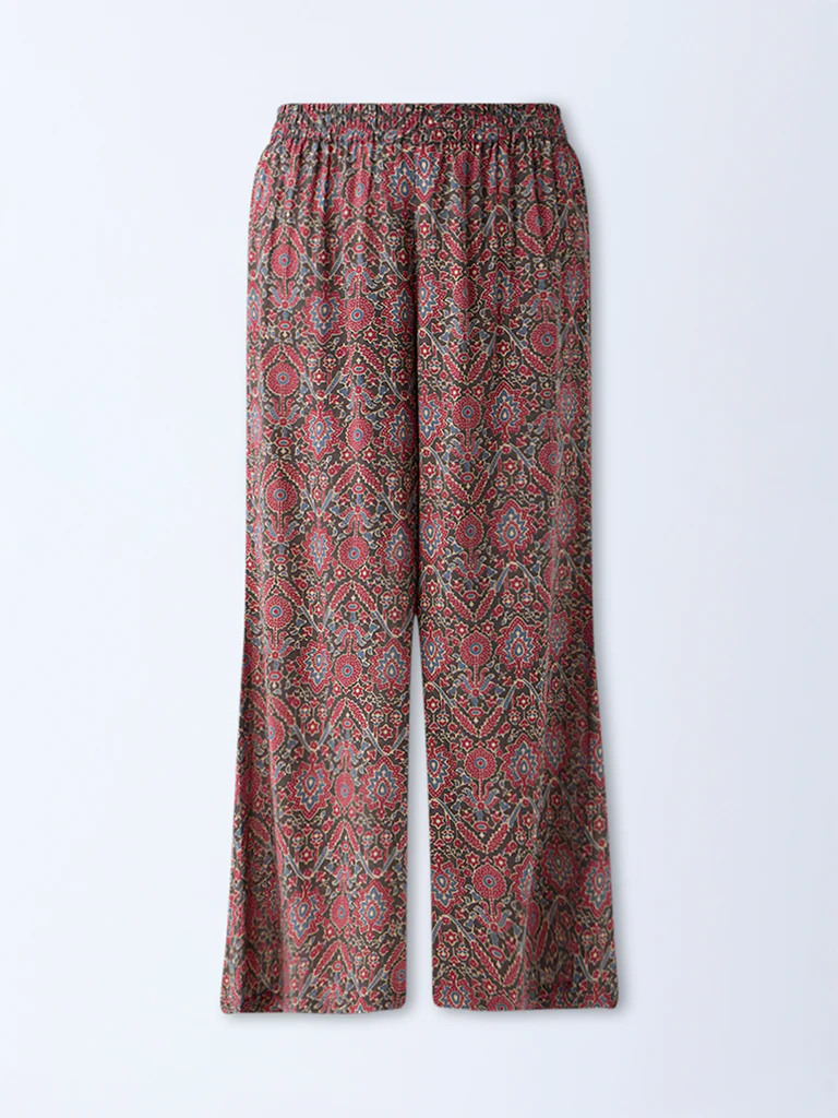 Zuba Maroon Ajrakh Printed Palazzos - Image 5